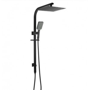 Vog Matte Black 10" Square Black Shower Station Top Water Inlet